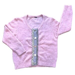 Free People Wool Pink Cardigan 3/4 Sleeve With Eclectic Buttons Small Coquette